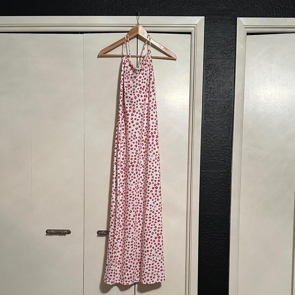 NWT Commense Floral Halter Maxi Tie Back Dress